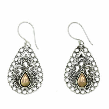 Silver Lace Earrings with 18k Gold - Silver Lace