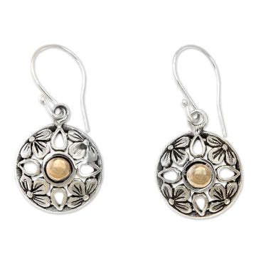 Gold accented floral earrings - Golden Plumeria