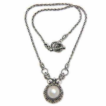 Cultured Pearl and Sterling Silver Pendant Necklace - Hapsari