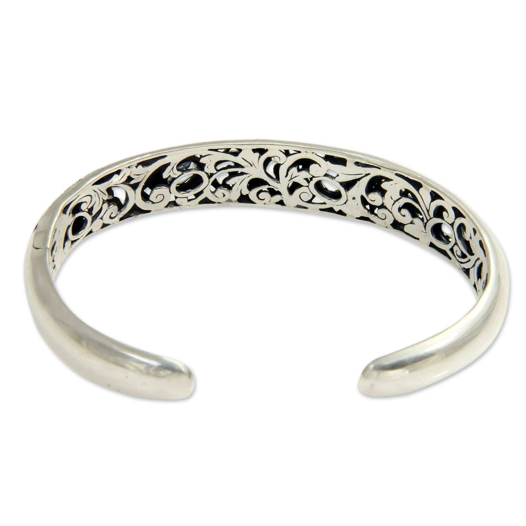Blue Topaz and Sterling Silver Cuff Bracelet - Dancing Swans