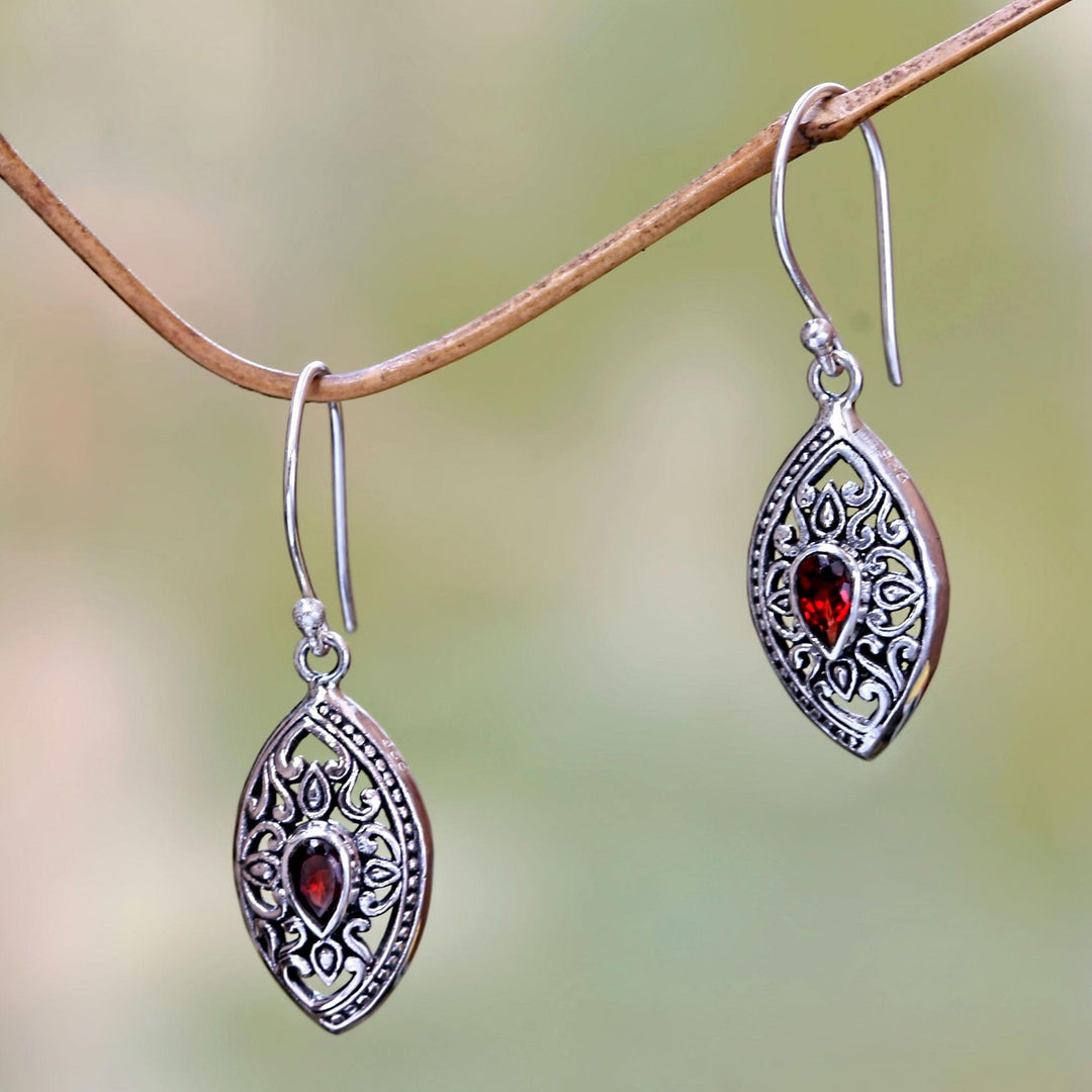Faceted Garnet and Sterling Silver Earrings - Karma Shield