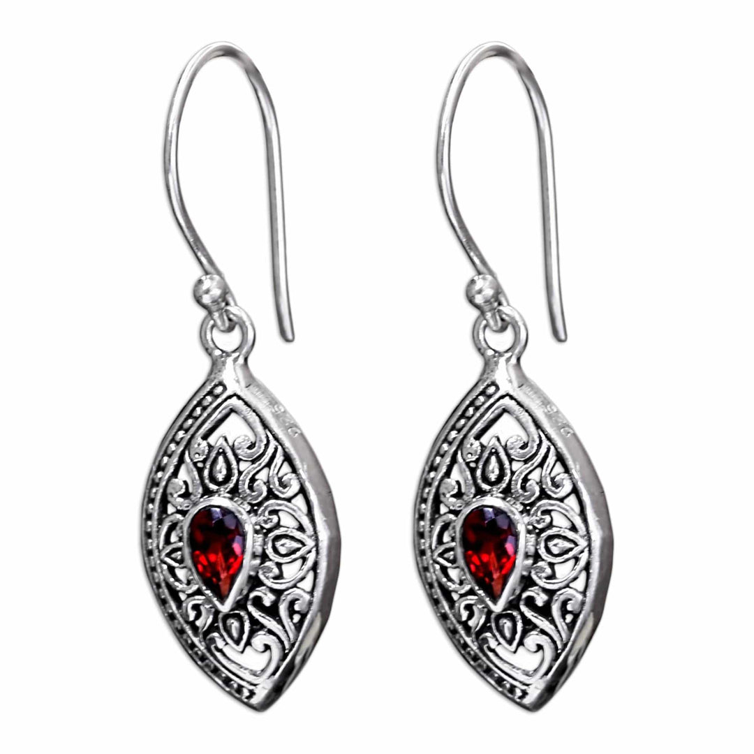 Faceted Garnet and Sterling Silver Earrings - Karma Shield