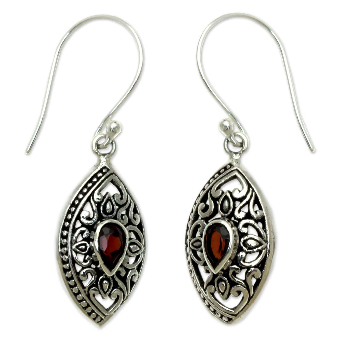 Faceted Garnet and Sterling Silver Earrings - Karma Shield
