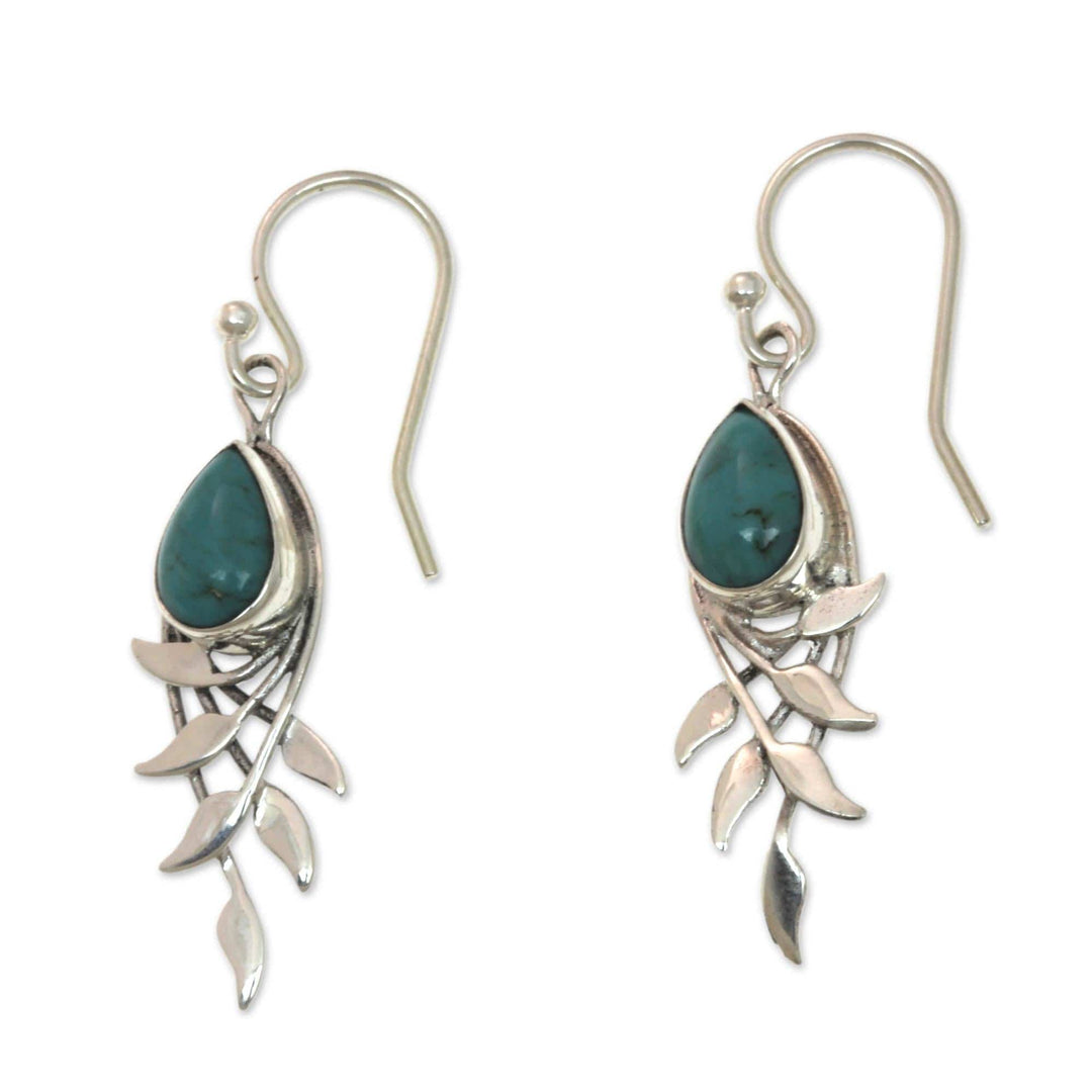 Sterling Silver and Reconstituted Turquoise Earrings - Bay Leaf