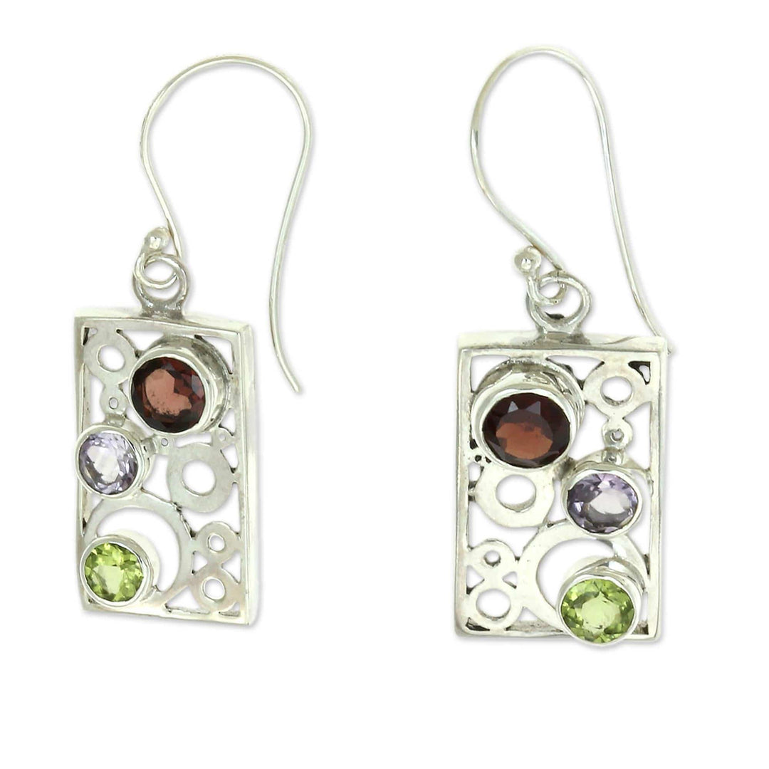 Gemstone and Sterling Silver Dangle Earrings - Color Bubbles