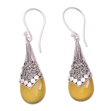 Sterling Silver and Yellow Chalcedony Earrings - Puncak Jaya in Yellow