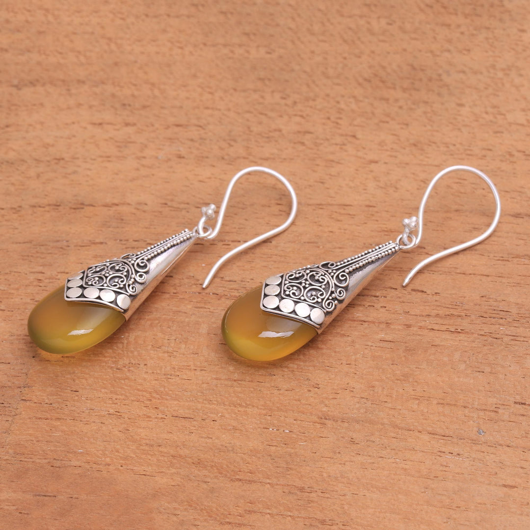 Sterling Silver and Yellow Chalcedony Earrings - Puncak Jaya in Yellow