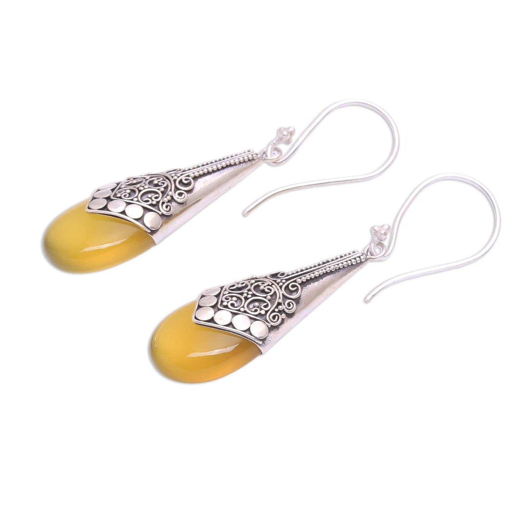 Sterling Silver and Yellow Chalcedony Earrings - Puncak Jaya in Yellow