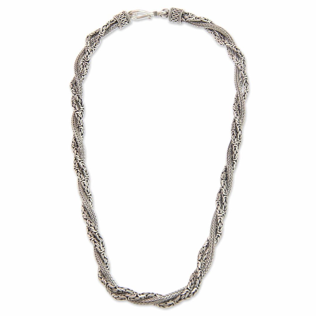 Fair Trade Borobudur Style Sterling Silver Torsade Necklace - Borobudur Dragon