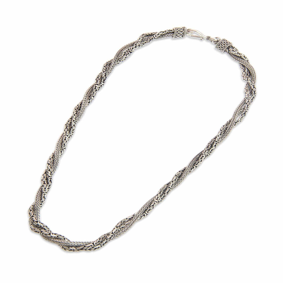 Fair Trade Borobudur Style Sterling Silver Torsade Necklace - Borobudur Dragon