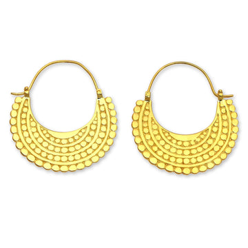 22k Gold Plated Hoop Style Earrings - Golden Crescent