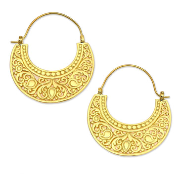 Ornate 22k Gold Vermeil Hoop Earrings from Indonesia - Garden of Eden