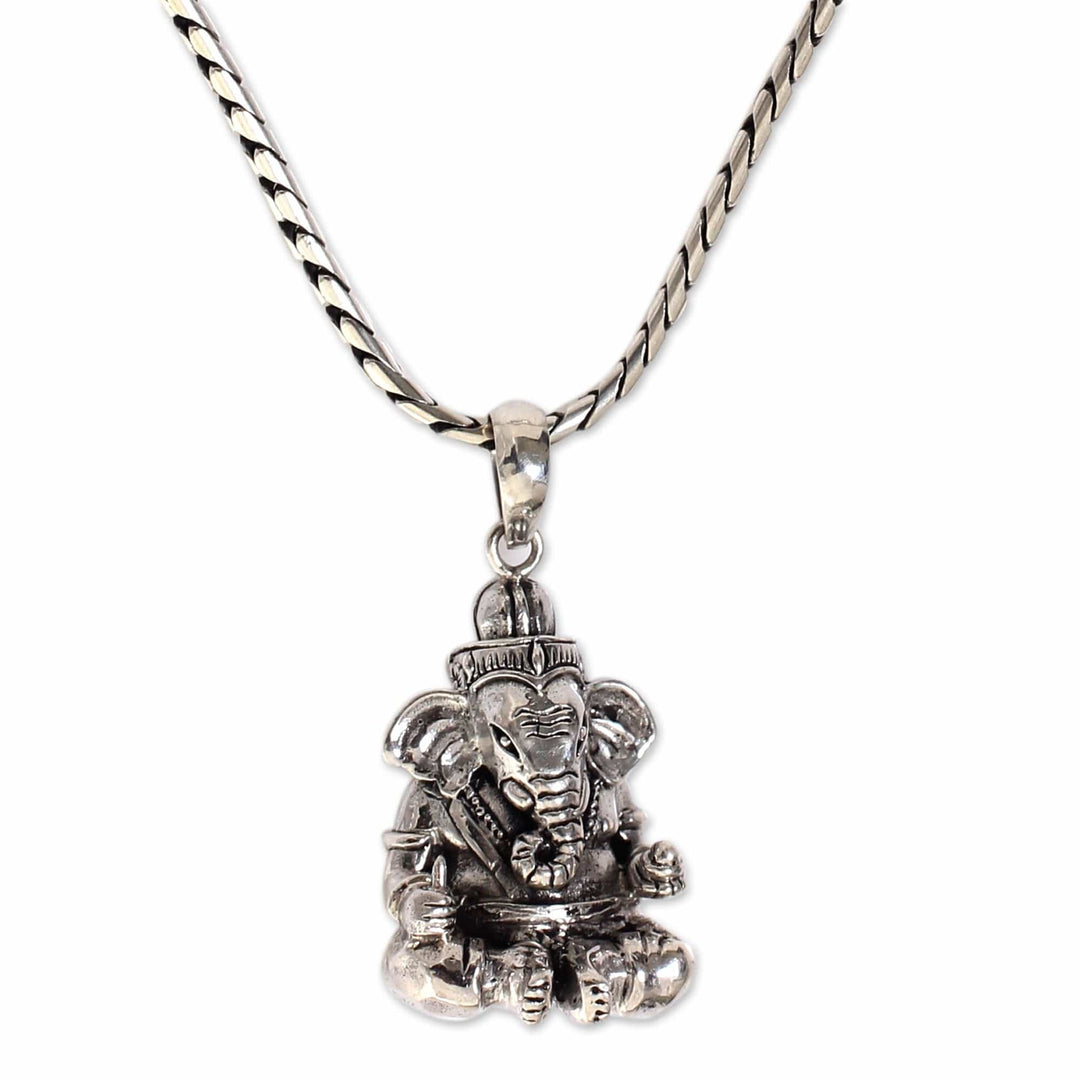 Sterling Silver Hindu Pendant Necklace - Lord Ganesha