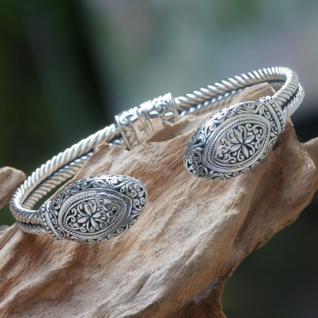 Grand Sterling Silver Cuff Bracelet Jewelry - Majapahit Grandeur