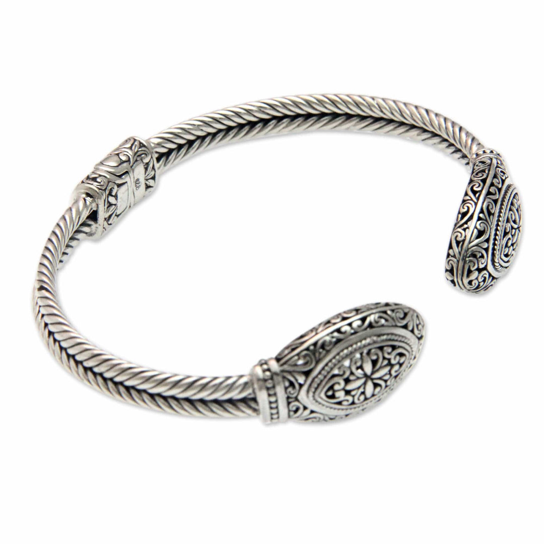 Grand Sterling Silver Cuff Bracelet Jewelry - Majapahit Grandeur