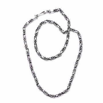 Sterling Silver Chain Necklace - Black Python