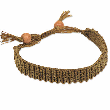 Macrame Wristband Bracelet - Braided Golden Olive