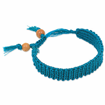 Macrame Wristband Bracelet - Rich Turquoise