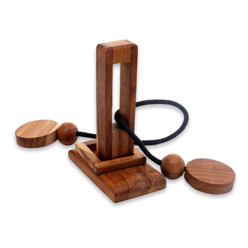 Natural Teak Wood Pub Game Style Puzzle from Indonesia - Yogya Tower