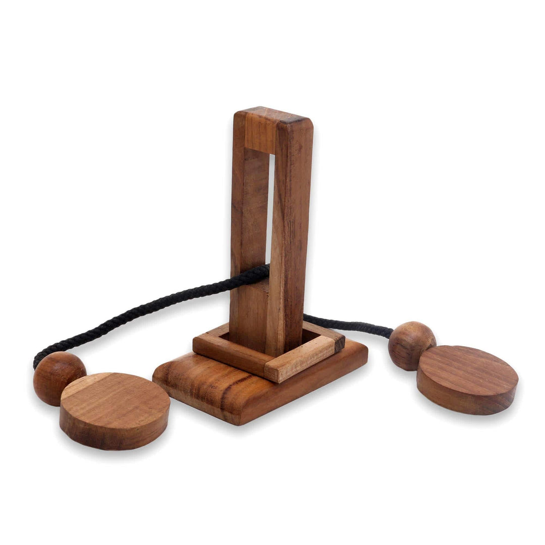 Natural Teak Wood Pub Game Style Puzzle from Indonesia - Yogya Tower