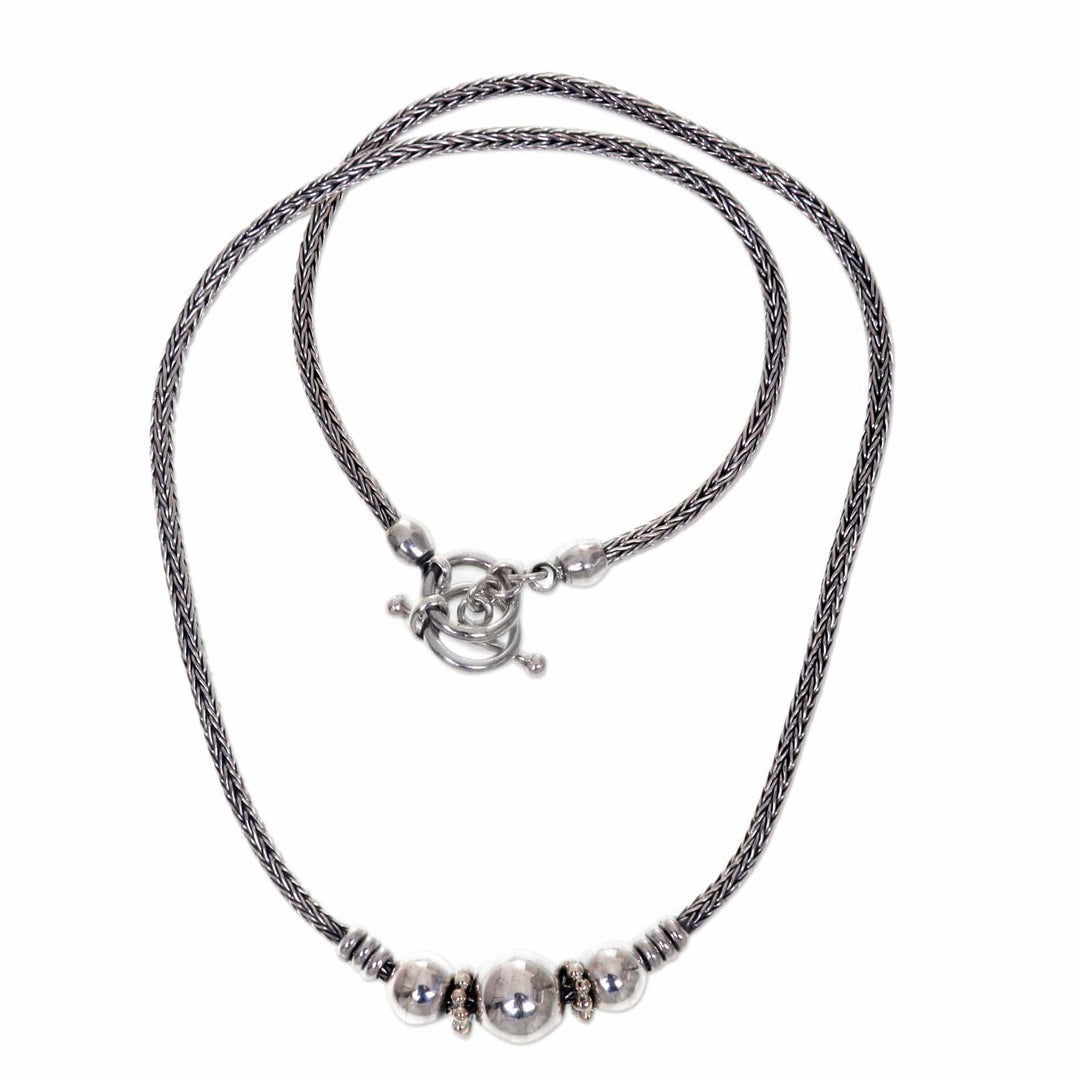 Sterling Silver Artisan Designed Pendant Necklace - Naga Trio