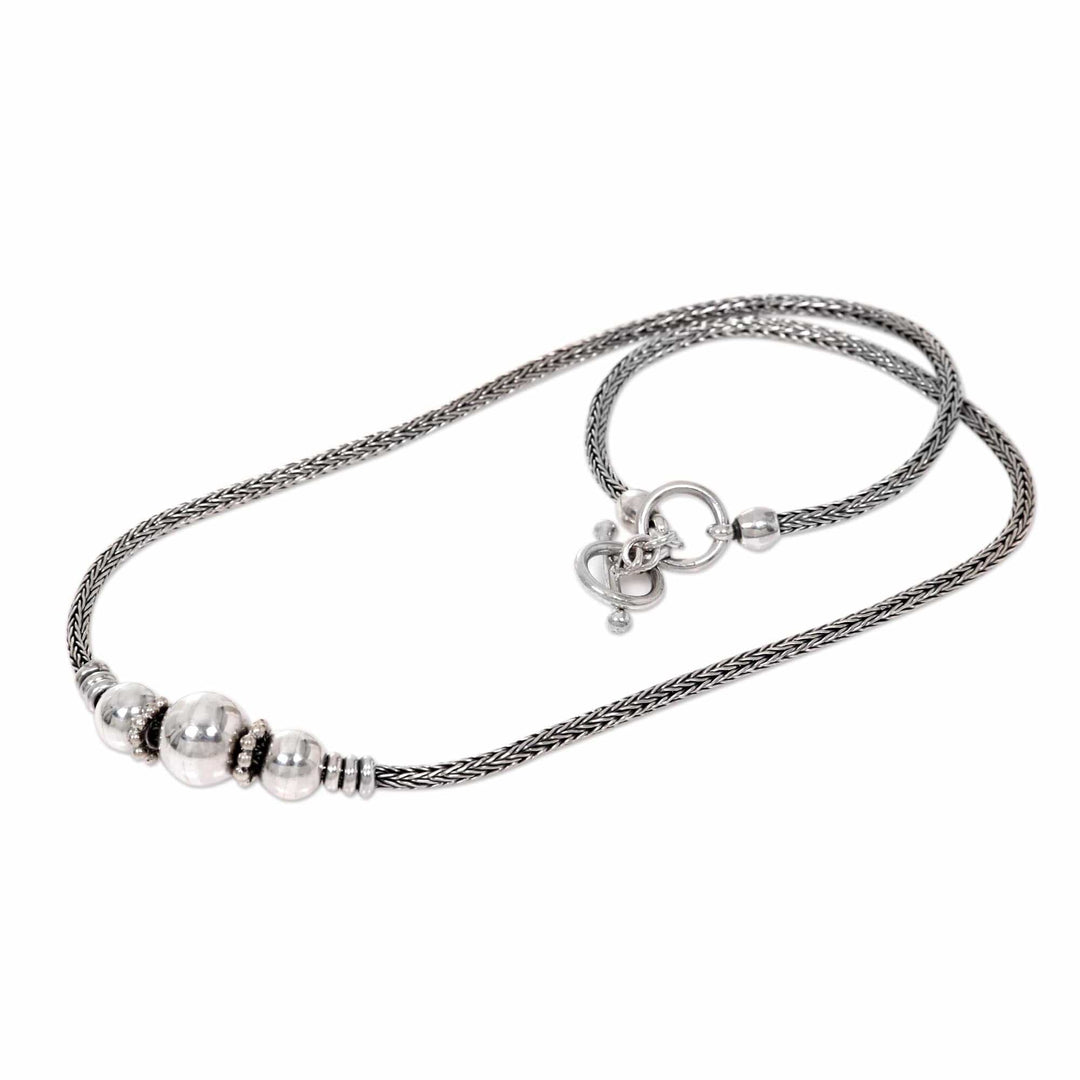 Sterling Silver Artisan Designed Pendant Necklace - Naga Trio