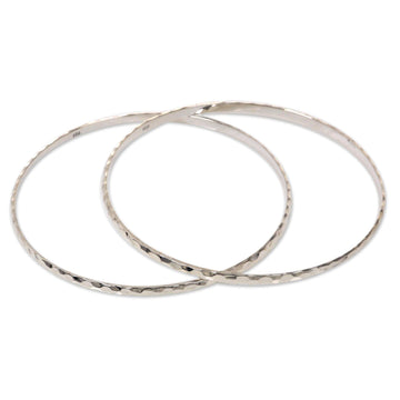 Women's Bangle Bracelets in Sterling Silver (Pair) - Sterling Circles