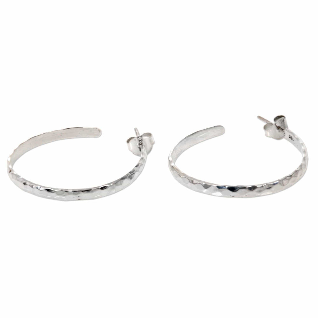 Sterling Silver Half Hoop Earrings - Mosaic in Sterling