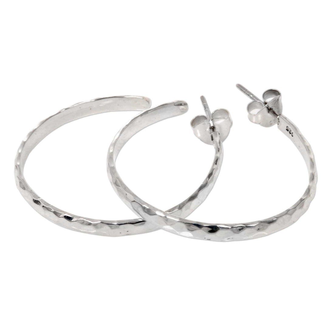 Sterling Silver Half Hoop Earrings - Mosaic in Sterling