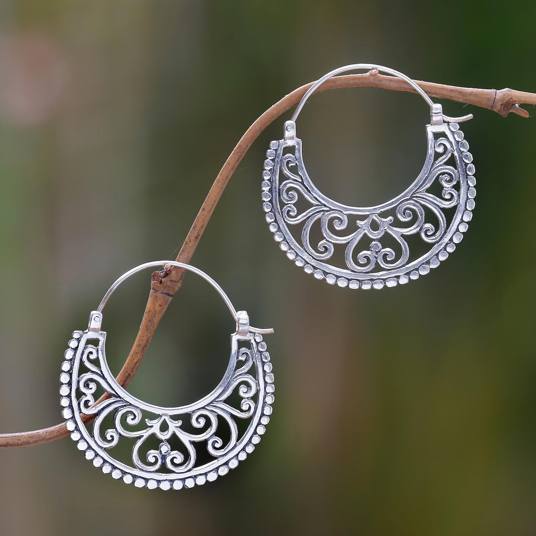 Style Sterling Silver Crescent Hoop Earrings - Moonlit Garden