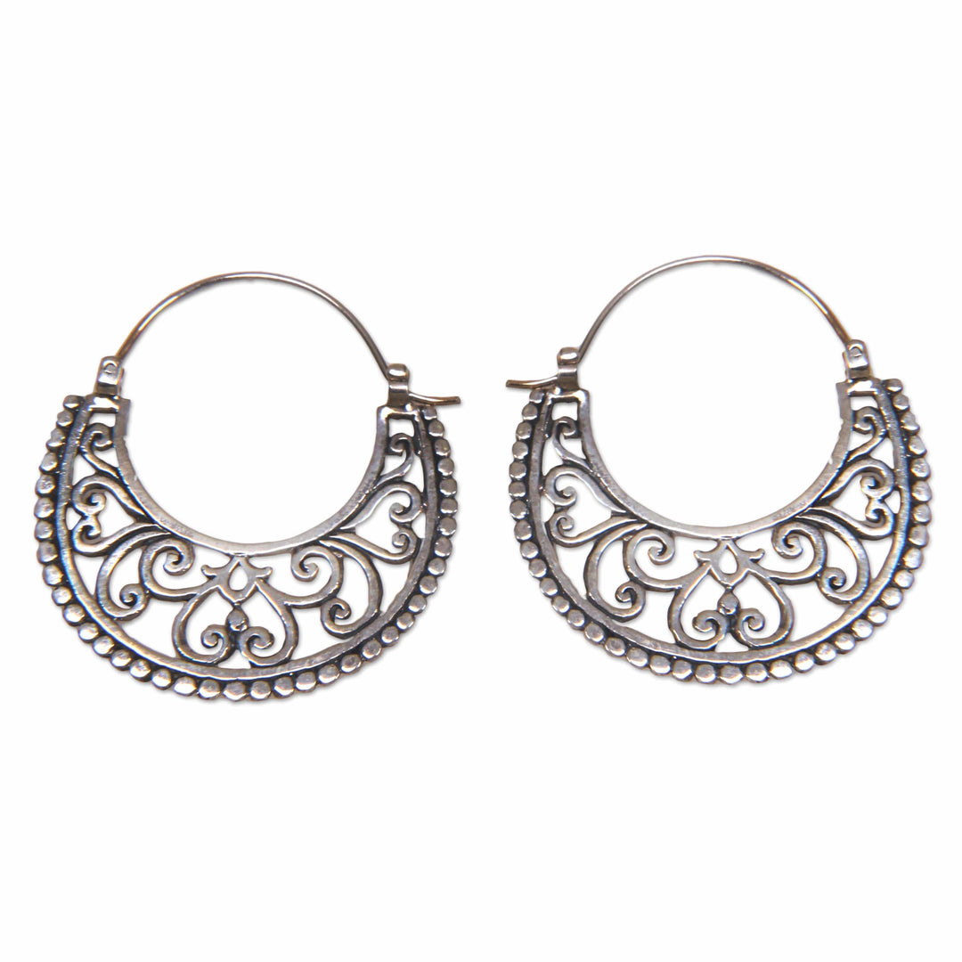 Style Sterling Silver Crescent Hoop Earrings - Moonlit Garden