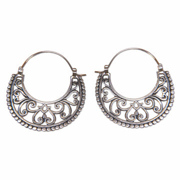 Style Sterling Silver Crescent Hoop Earrings - Moonlit Garden