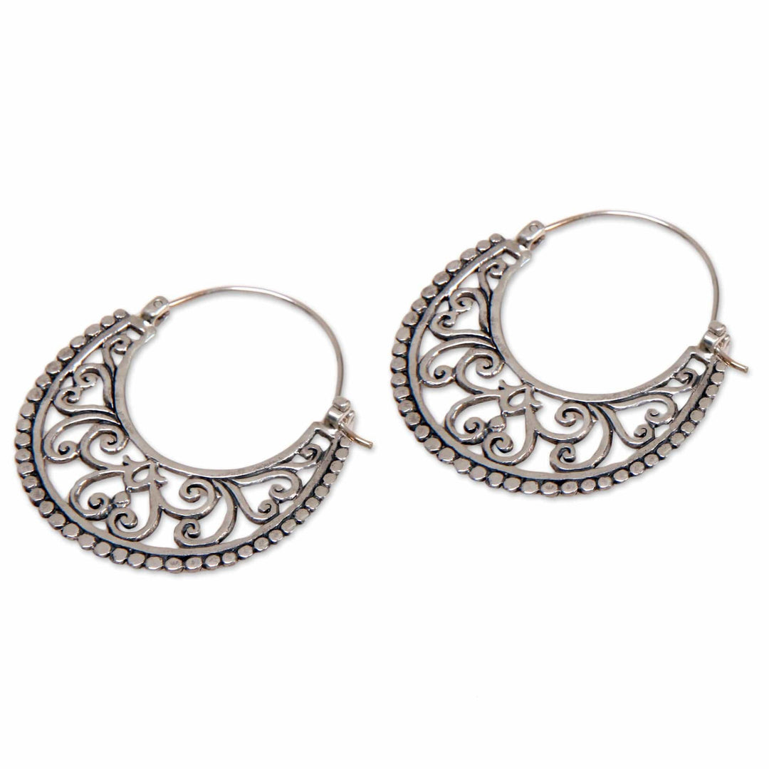 Style Sterling Silver Crescent Hoop Earrings - Moonlit Garden