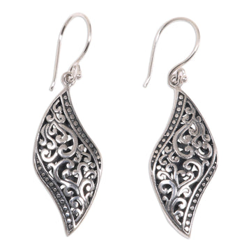 Ornate Leaf Theme Sterling Silver Artisan Earrings - Voluptuous Leaf