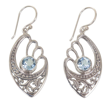 Blue Topaz and Sterling Silver Dangle Earrings - Blue Wings