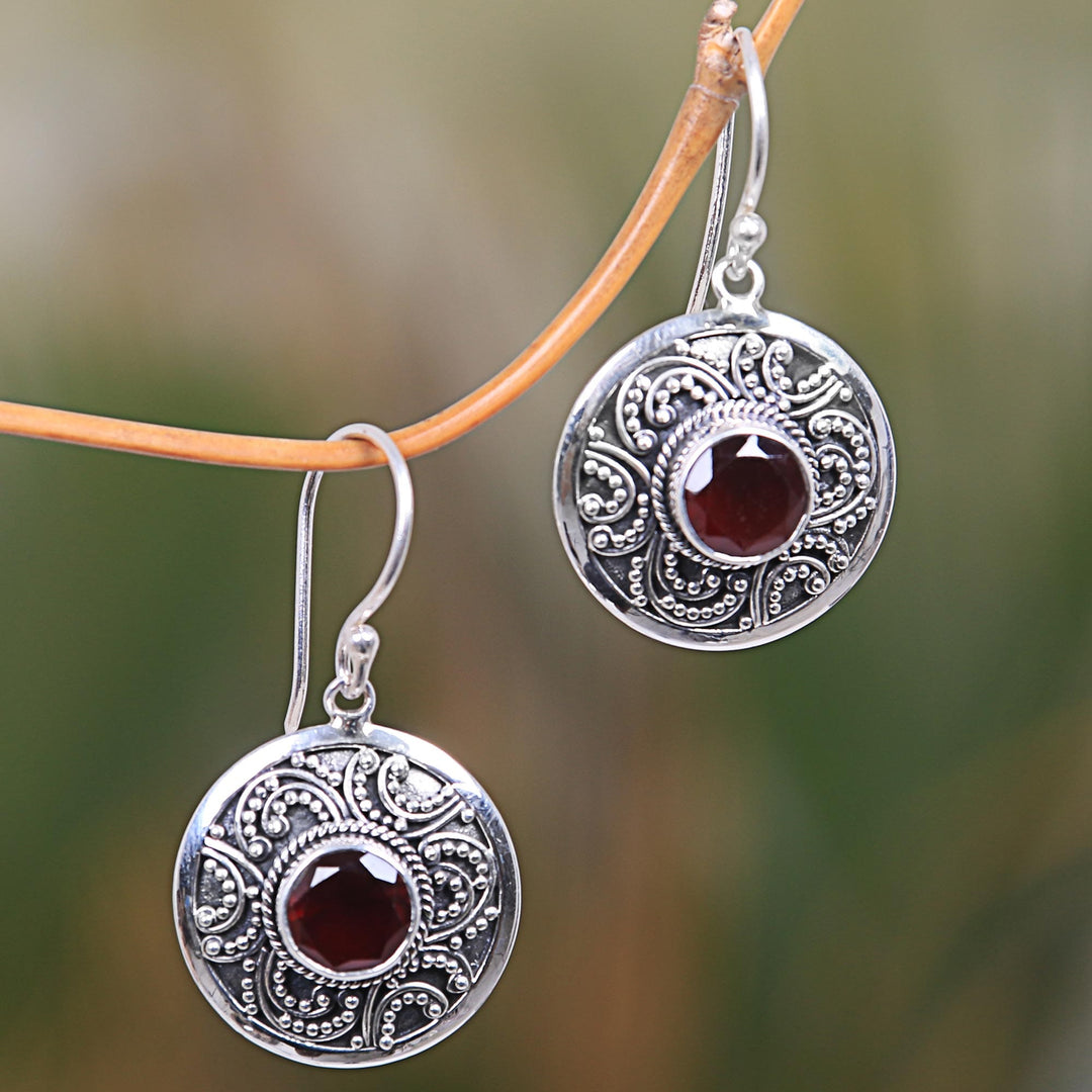 Sterling Silver Garnet Earrings - Aura