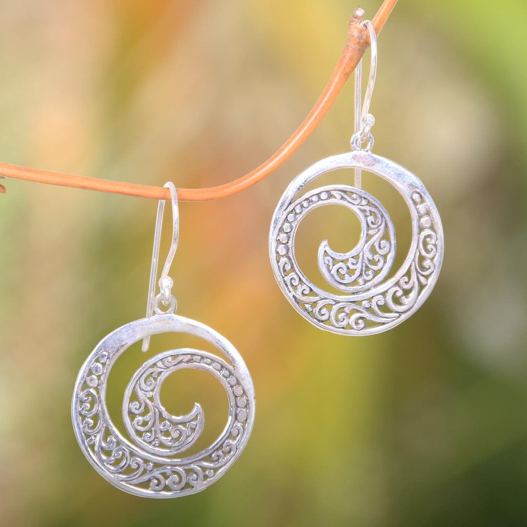 Original Earrings Handcrafted of Sterling Silver - Ferns in Moonlight