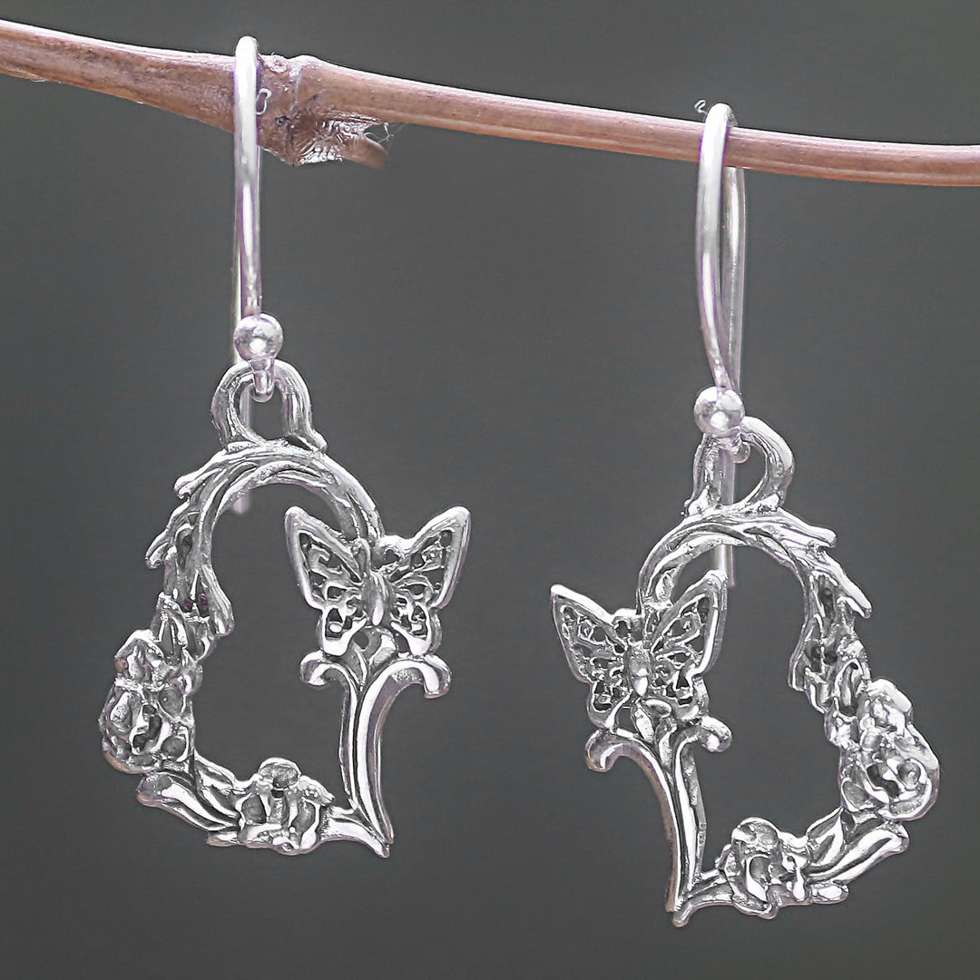 Sterling Silver Butterfly Dangle Earrings - Butterfly Flutter