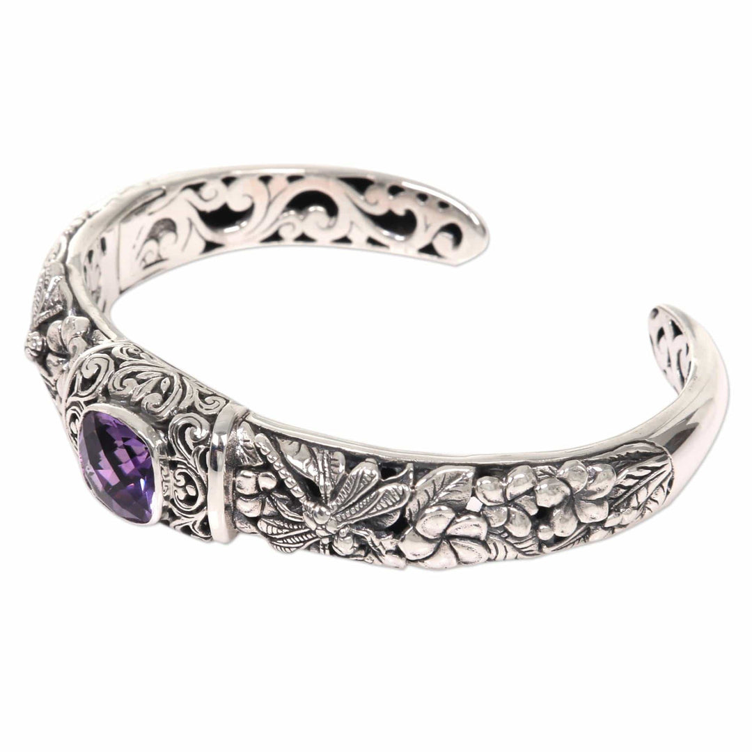 Amethyst and Sterling Silver Cuff Bracelet - Sacred Garden in Purple