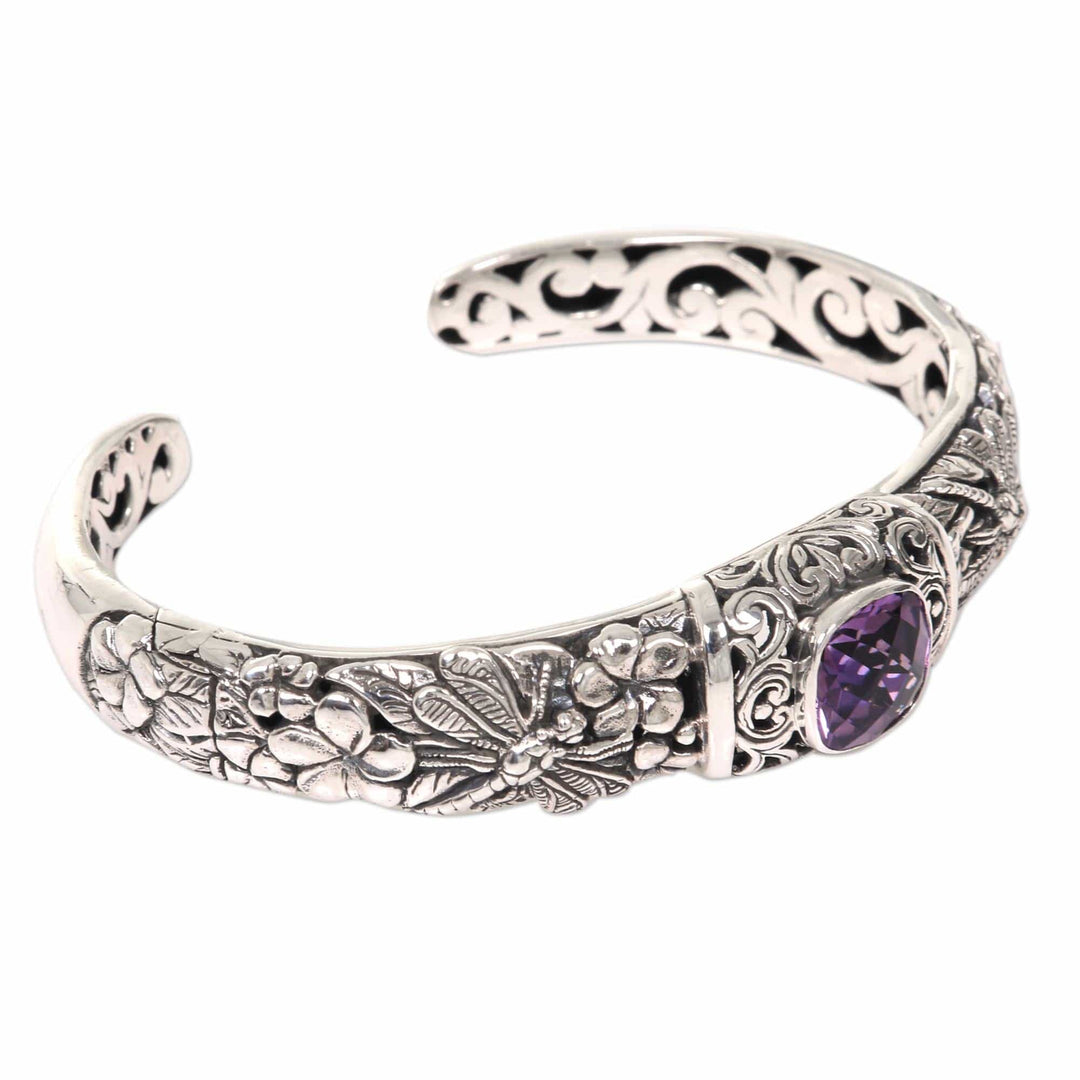 Amethyst and Sterling Silver Cuff Bracelet - Sacred Garden in Purple