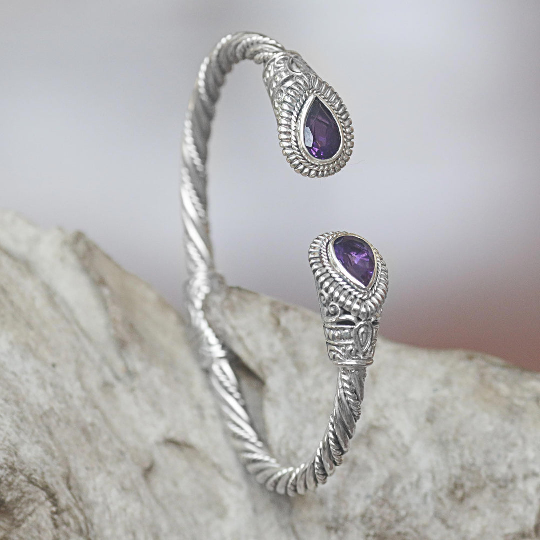 Amethyst Sterling Silver Cuff Bracelet - Bright Eyes