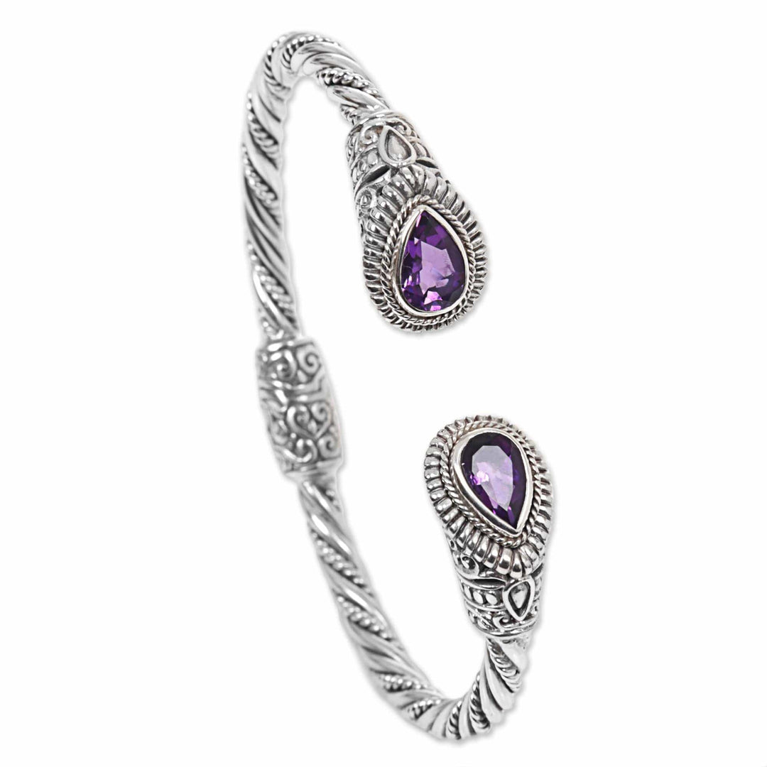 Amethyst Sterling Silver Cuff Bracelet - Bright Eyes
