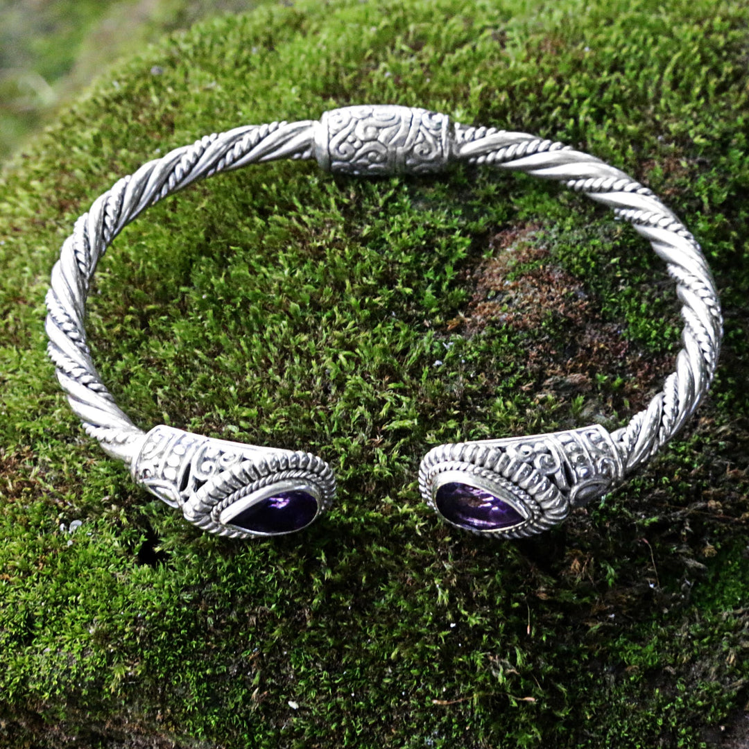 Amethyst Sterling Silver Cuff Bracelet - Bright Eyes