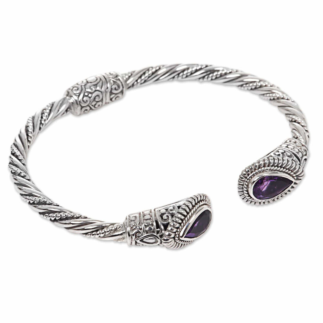 Amethyst Sterling Silver Cuff Bracelet - Bright Eyes