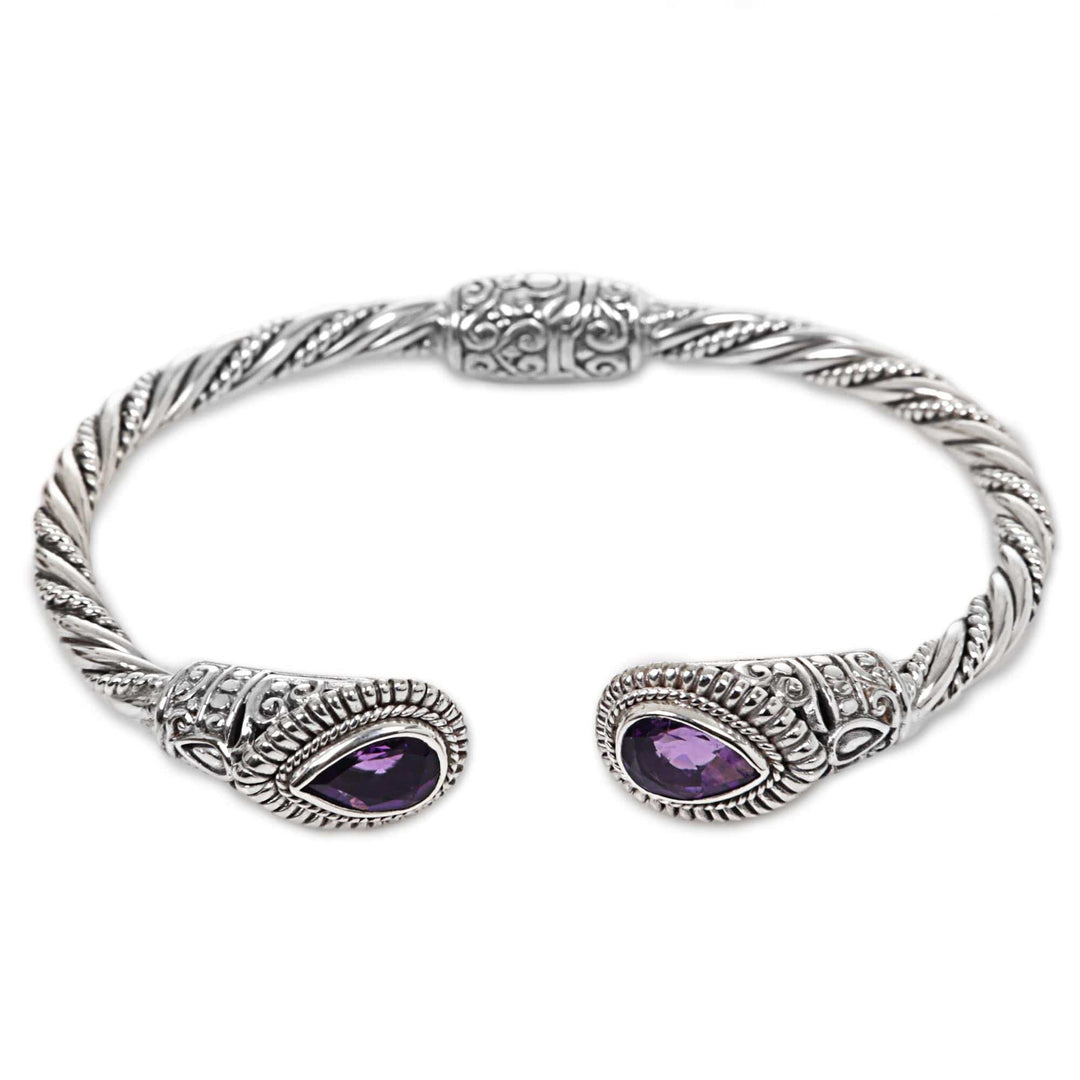Amethyst Sterling Silver Cuff Bracelet - Bright Eyes