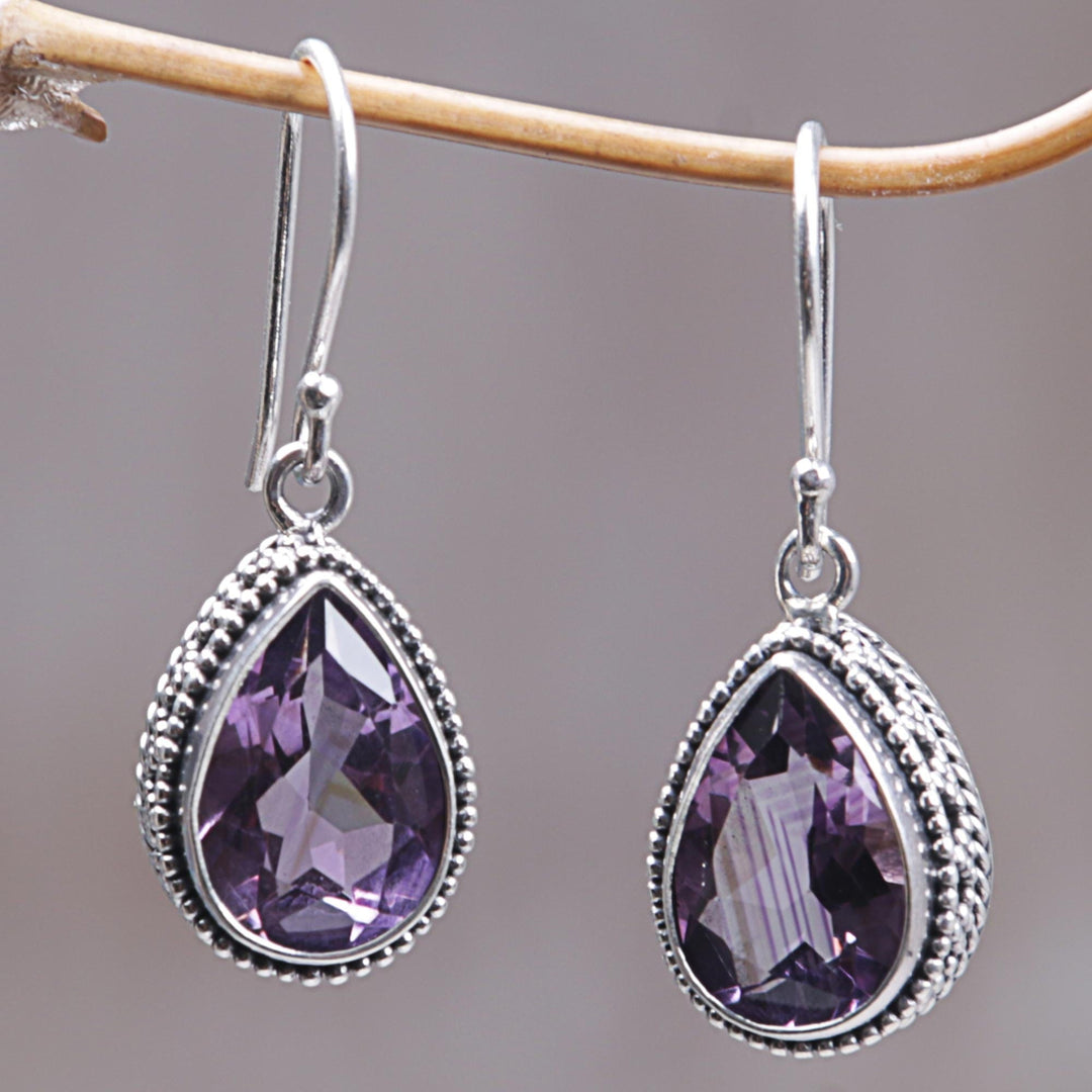 Silver Earrings with Amethyst Total 8 Carats - Sparkling Dew