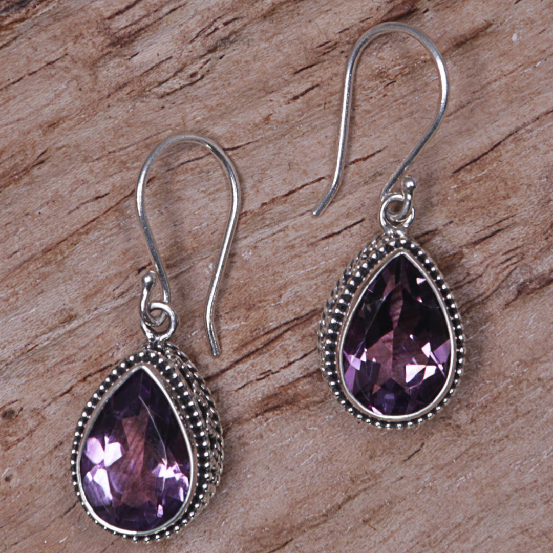 Silver Earrings with Amethyst Total 8 Carats - Sparkling Dew