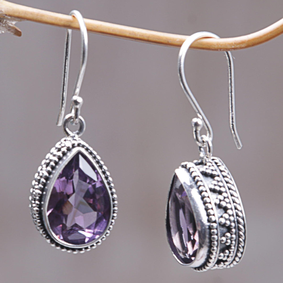 Silver Earrings with Amethyst Total 8 Carats - Sparkling Dew
