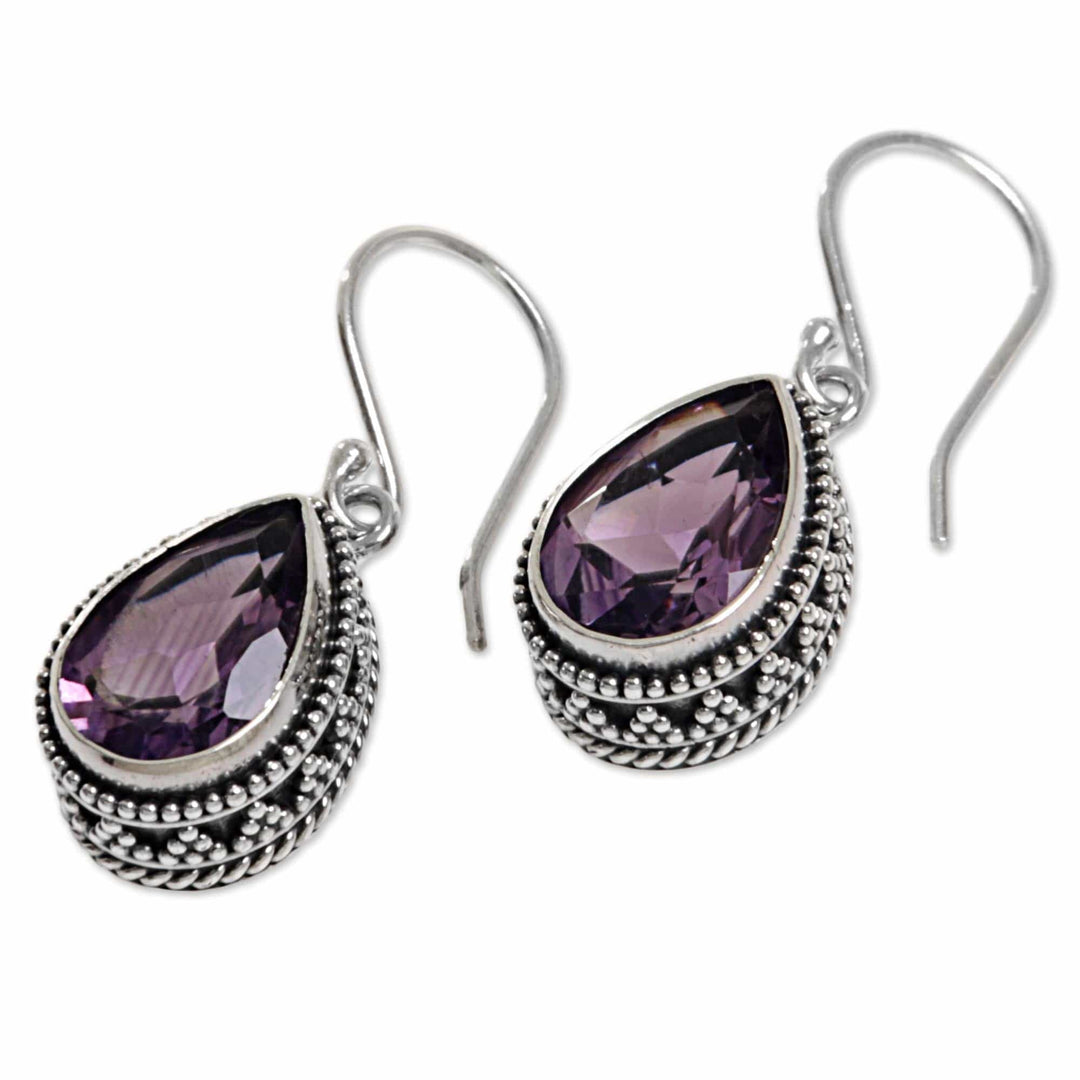 Silver Earrings with Amethyst Total 8 Carats - Sparkling Dew