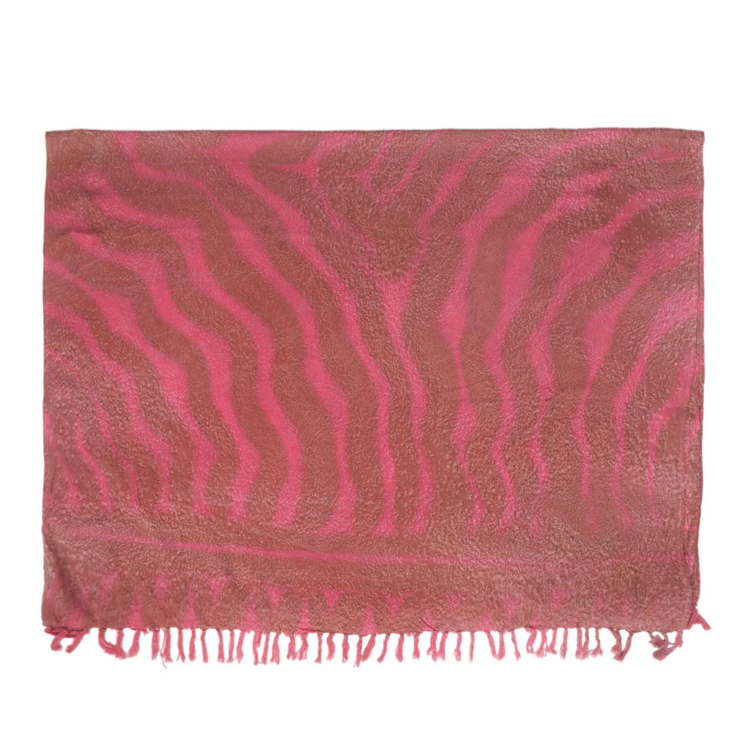 Handmade Pink and Brown Rayon Sarong from Indonesia - Coral Flow